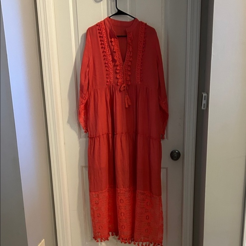 Boho size large orange dress